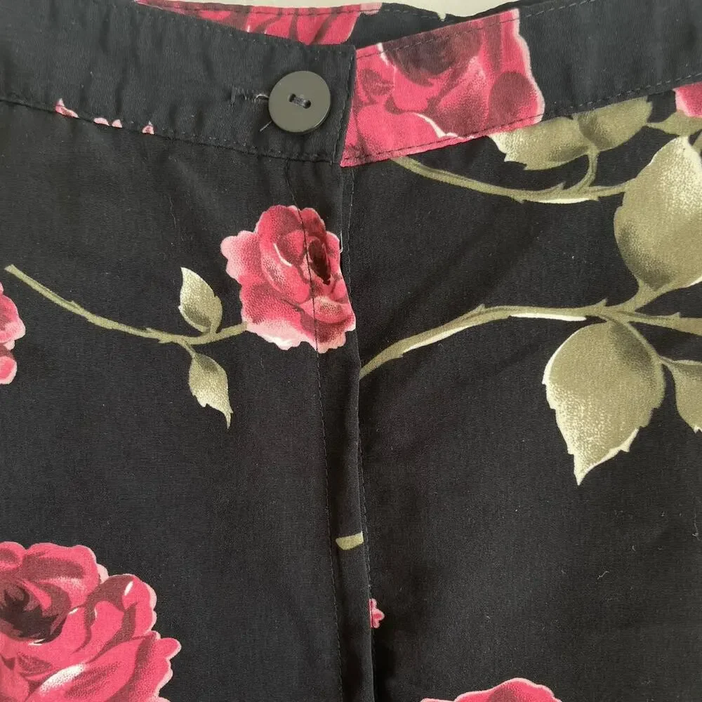 Vintage Maxi / Midi Skirt Size 7 Black Floral Roses Y2K 90s - Picture 4 of 4